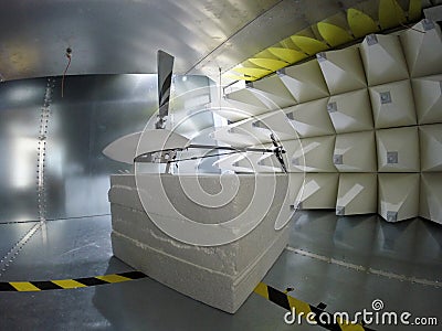 Helicopter drone Electromagnetic Compatbility EMC test in GTEM c Stock Photo