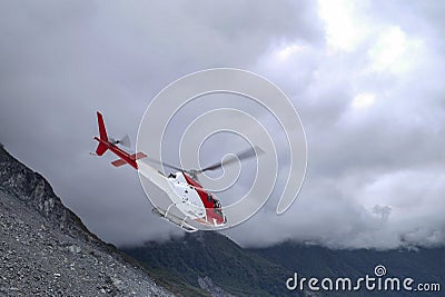 Helicopter at Fox Glacier in New Zealand Stock Photo