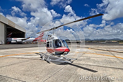 Helicopter in Mauritius Editorial Stock Photo