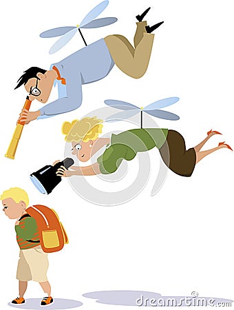 Helicopter parenting Vector Illustration