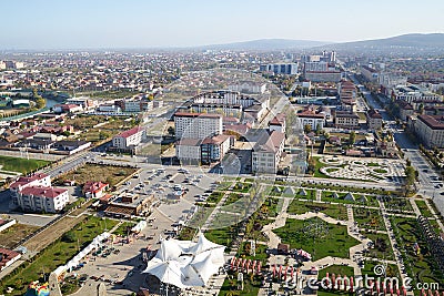 Helicopter photo of Grozny town on russian caucasus Editorial Stock Photo