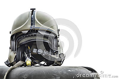 Helicopter pilot helmet Stock Photo