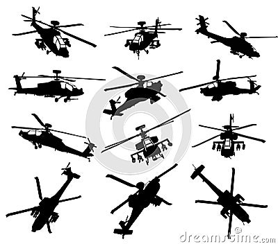 Helicopter silhouettes set Vector Illustration