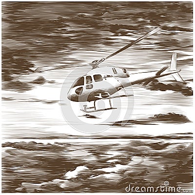 Helicopter in the sky Vector Illustration