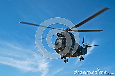 Helicopter starting Stock Photo