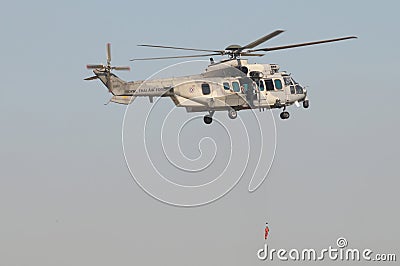 The helicopter for troop transport, casualty evacuation, and combat search and rescue duties Editorial Stock Photo