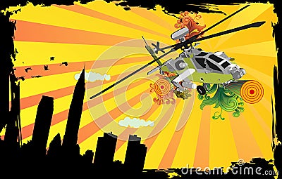 Helicopter vector composition Vector Illustration