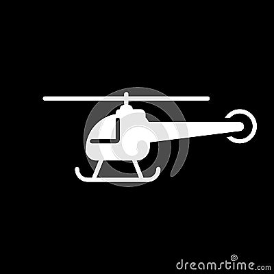 Helicopter vector icon isolated on black background. Vector Illustration