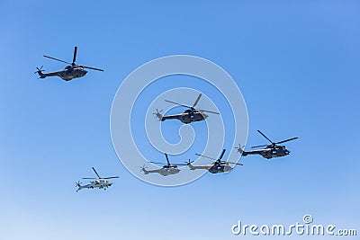 Helicopters Military Formation Flying Editorial Stock Photo