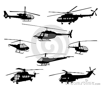 Helicopters silhouettes Vector Illustration