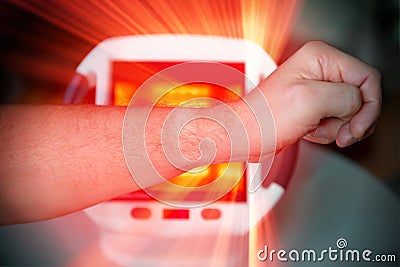 Heling pain with infrared light therapy Stock Photo