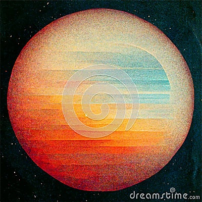 Helios One. Color beautiful planet. Fantasy art digital illustration. Vector Illustration