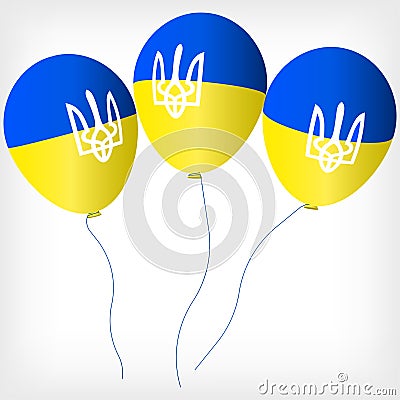 Helium balls with symbols of the Ukrainian flag Stock Photo