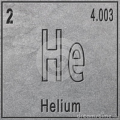 Helium chemical element, Sign with atomic number and atomic weight Stock Photo