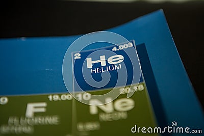 Helium on the periodic table of elements Stock Photo