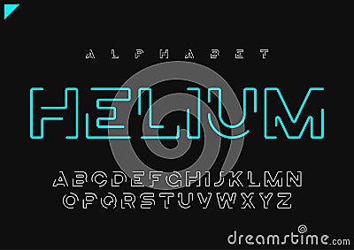 Helium vector minimalist futuristic linear alphabet, typeface, l Vector Illustration