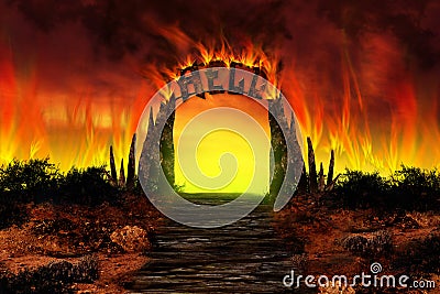 The HELL on fire Stock Photo