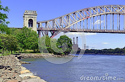 The Hell Gate Bridge (East River Arch Bridge) in New York City Stock Photo