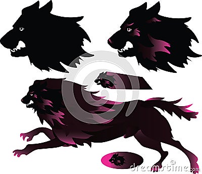 Hell hounds - drawing evil predator Vector Illustration