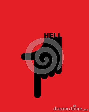 Hell pointer hand. Direction down. Pointing gesture devil Vector Illustration