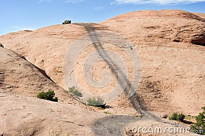 Hells Revenge at Moab Utah Stock Photo