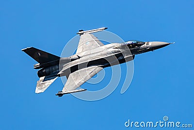 Hellenic Air Force Lockheed F-16 Fighting Falcon fighter jet plane flying. Aviation and military aircraft. Editorial Stock Photo