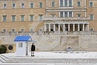 The Hellenic Parliament and the guard in front Editorial Stock Photo