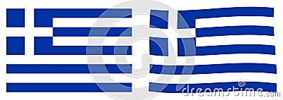 Hellenic Republic Greece flag. Simple and slightly waving vers Vector Illustration