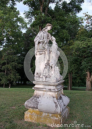 Hellenic style sculpture in the park of Mills-Livingston Mansion on the Hudson River, Staatsburg, NY Stock Photo