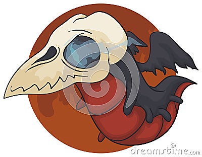 Flying Dragon Ghost of the Hell Wearing a Skull Mask, Vector Illustration Vector Illustration