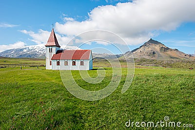 Hellnar church, Iceland Stock Photo