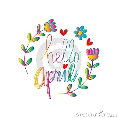 Hello april Stock Photo