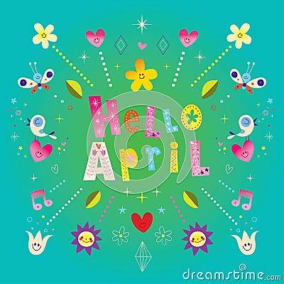 Hello April greeting card Vector Illustration