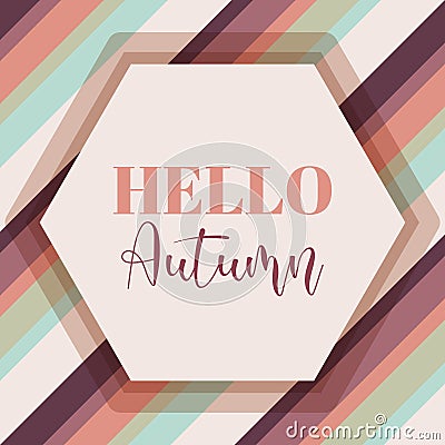 Hello autumn background. Seamless stripped pattern background. Autumnal colors. Vector illustration, flat design Vector Illustration