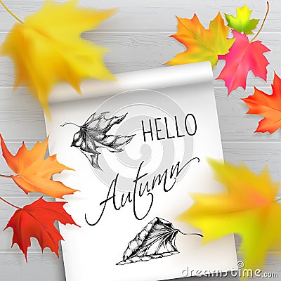 Hello autumn banner Vector Illustration
