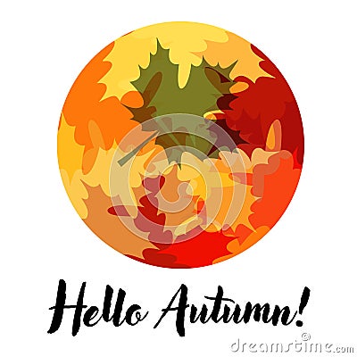 Beautiful Card with Lettering and Autumn Leaves Stock Photo