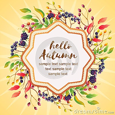 Hello autumn colorful season plant Vector Illustration