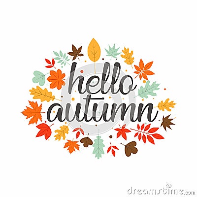 Hello autumn typography design inspiration Vector Illustration