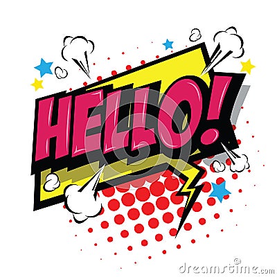 Hello !- Comic Speech Bubble. Vector Illustration