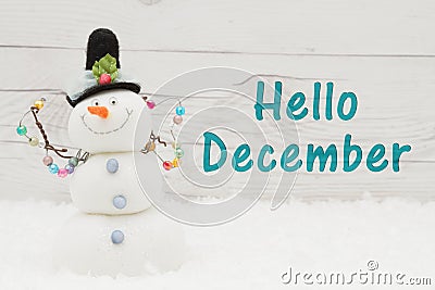 Hello December message Stock Photo