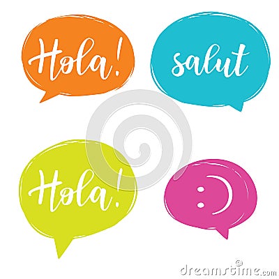 Hello in different languages set Vector Illustration