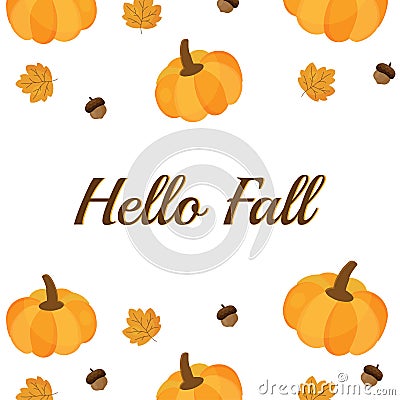 Hello fall Cartoon Vector Illustration. Stock Photo