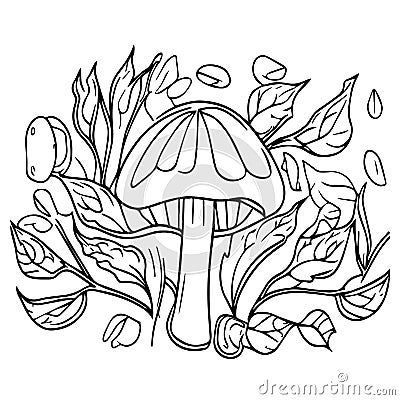 Hello Fall Coloring Sheets, Autumn Fall Activities centrists coloring page, Autumn falling leaves, Vegetable Vector Illustration