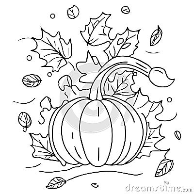 Happy Fall coloring page, Autumn Fall Activities centrists coloring page, Autumn falling leaves Vector Illustration