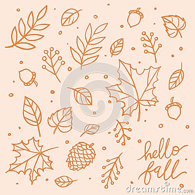 Hello fall vector clip art Vector Illustration