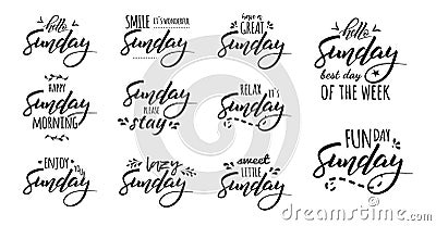 Hello happy sunday lettering Vector Illustration