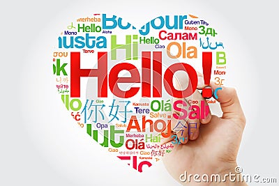 Hello Heart word cloud with marker Stock Photo