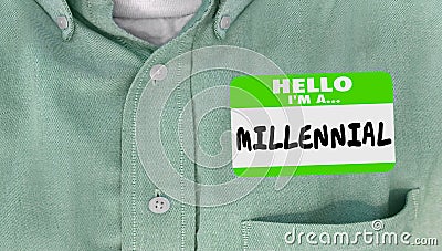 Hello I am a Millennial Generation Y Nametag Sticker Stock Photo