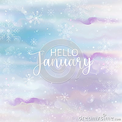 Hello January. Hello January vector. Welcome January. Vector Illustration