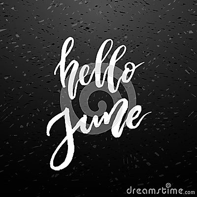 Hello June brush lettering. Vector Illustration